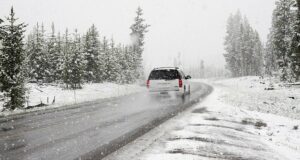 car driving in winter conditions
