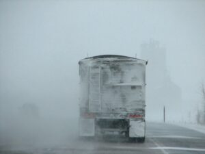 semi-truck on ice road